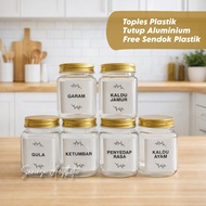 200ml Square Kitchen Spice Jar with Gold Aesthetic Aluminum Lid Food Container