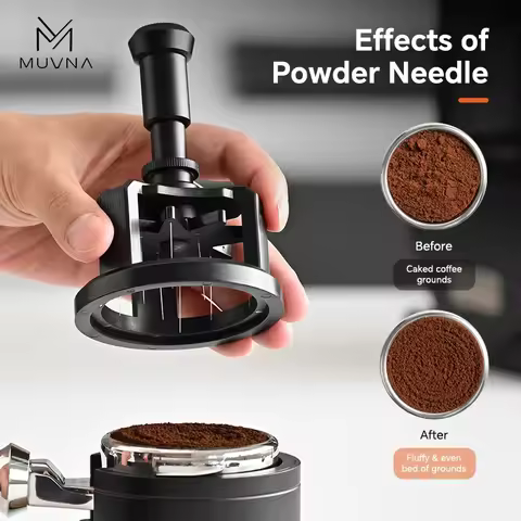 MUVNA Wdt Espresso Tool,Automatic Rotating WDT Coffee Distributor,Espresso Needle Tamper Stirrer for