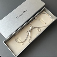 【公主的蝴蝶結choker🎀 Y2K女孩不要錯過🥰】Dior迪奧CD字母蝴蝶結項鍊 銀色蛇骨鏈