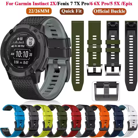 Quickfit Silicone Watch Strap For Garmin Instinct 2X Solar Watchband 26mm 22mm For Garmin Fenix 7 7X