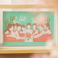 dearproject手工絹印似顏繪 － 客製化木框相架