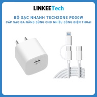 Techzone 30W fast charger PD30w charger with durable braided wire for android and Apple 11 12 13 14 