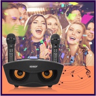 SD306 Dual Bluetooth Speaker With 2 Wireless Microphones Outdoor Family KTV Stereo Mic Big Sound 20W