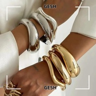 GESH Bracelet, Smooth  Open Spring Closure Wide Cuff Bracelet, Fashion Wide Cuff Design Metal Chunky