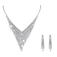 1 Set Stylish Wedding Jewelry Set Hollow Out Elegant Comfy Shiny Rhinestone Earrings Choker Necklace for Cosplay