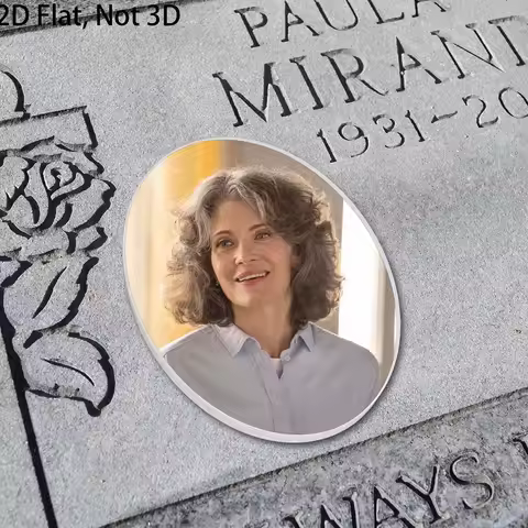 2D Flat Not 3D 1pc Custom Photo Memorial Headstone Tile Cemetery Decorations for Grave Waterproof &