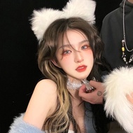 Cat Ears Plush Headband Female Furry Face Wash Cat Hairpin Furry Mask Headband Underwear