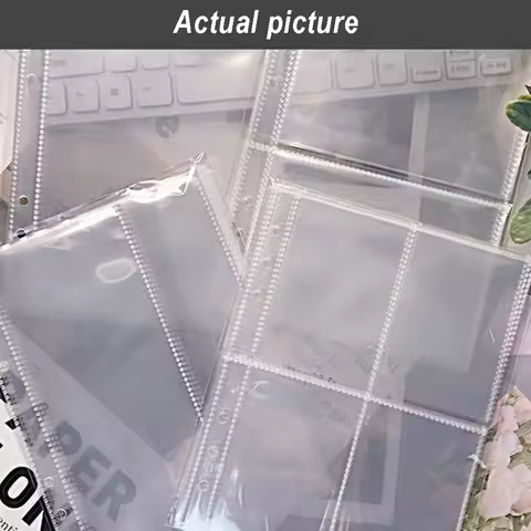 10Pcs A5 6 Ring Clear Binder Refill 1 2 4 Pockets Sleeves Toploader Photocard Notebook Diary Photo A
