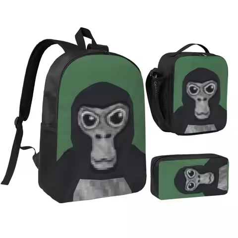 Gorilla Tag VR Gamer Monke 3pecs/set Backpack for Teenage College Daypack Lunch bag Pencil Case