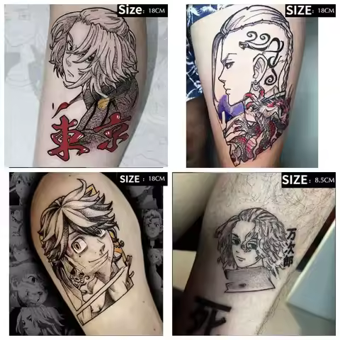 Anime Tokyo Revengers Mikey Fake Tattoo Sticker Waterproof Temporary Tattoo Body Arm For Woman Man B