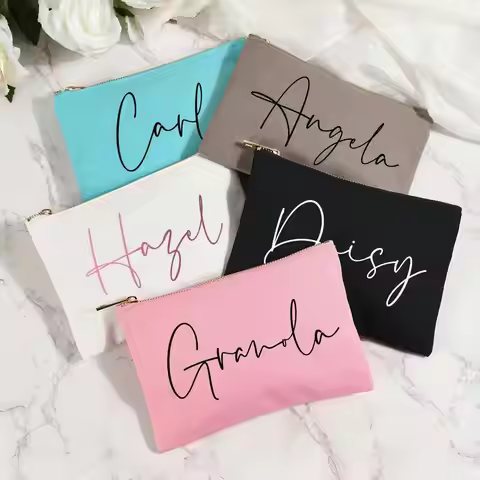Personalized Cosmetic Bag Custom Name/LOGO Canvas Bags Toilet Kit Coach Bag Mini Makeup Pouch Brides
