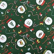 Christmas Collection DX10620-C Christmas Printed Fabric Snow Globe Pattern, 43.3 x 19.7 inches (110 
