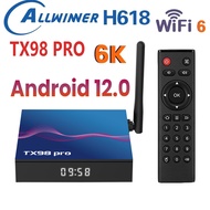 Vhsi TX98ใหม่โปร12กล่อง2.4 & 5G Wifi6 6K Set-Top Allwinner H618 4G 32G 64G HD สมาร์ททีวีกล่องกล่องที