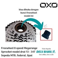 Terbaru Oxo Freewheel 8 Speed Megarange Sprocket Model Drat 13-34T