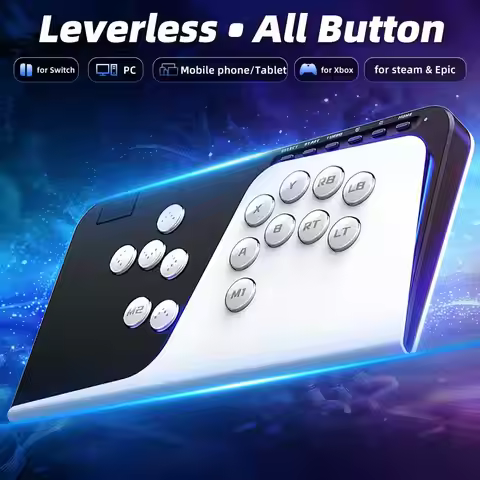 All Button Leverless Fighting Controller for PC Steam Switch Xbox Mechanical Low Profile Fight Stick