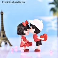 2pcs miniatur boneka resin pasangan merah putih topper dekorasi cake taman mini maket diorama terrar