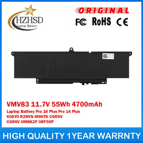 VMV83 11.7V 55Wh 4700mAh Genuine Original Laptop Battery For DELL Pro 16 Plus Pro 14 Plus 60GY0 R2NV