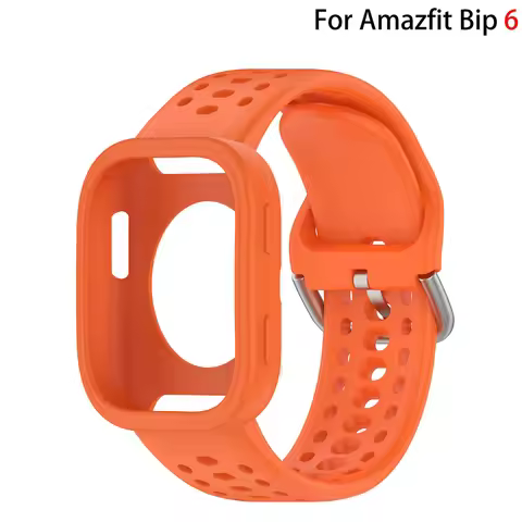 Original Silicone+Case For Amazfit Bip 6 Strap accessories Soft breathable Correa+Protective Bumper 
