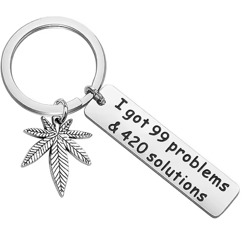 Leaf Weed Keychain 420 Jewelry Gift For Stoner Weed Lover I Got 99 Problems and 420 Solutions Keycha