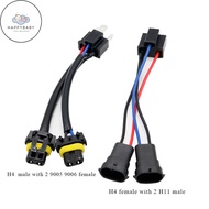 HB 1pcs H4 female to 2 H11 males ,H4 male to 2 9005/9006 females Car Truck Headlight Extension Conne