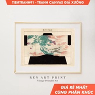 Tranh treo tường Japanese Art Japanese Kimono Antique Asian Japanese Woodblock Minimalist tặng kèm đ