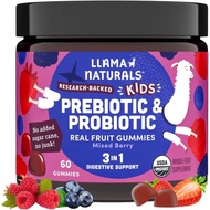 Llama Naturals Kids Probiotic with Prebiotic Fiber, Vegan, Organic Prebiotics and Probiotics Gummies
