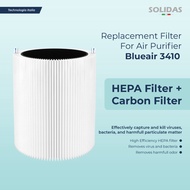 Solidas - Replacement Air Purifier Filter For Blueair 3410 HEPA+Carbon/
