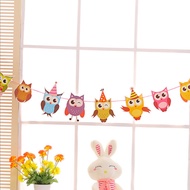 Baby One Hundred Days Birthday Decoration Cartoon Owl Pull Flag Paper diy Handmade Banner Wholesale 