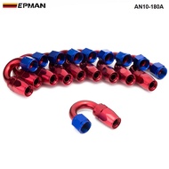 FITTING BRAIDED HOSE AN10 ALUMINUM 180 DEGREE