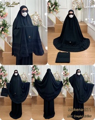 AJE ZAS - Mukena Dewasa 211 Rensating Dagu 2in1 Bahan Crinkle Airflow Polos Renda Free Tas
