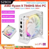 SZBOX Mini PC AMD Ryzen 9 7940HS 6900HX Ryzen 5 6600H DDR5 5600MHz 2x2.5G LAN RGB Light Office Desktop Gamer Gaming Computer
