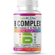 Tablet Vitamin B Kompleks - 8 Vitamin B Penting & Vitamin C - Asid Folik, B1, B2, B3, B5, B6 dan Sup