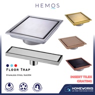 HEMOS BATHROOM FITTINGS SUS 304 TILES INSERT LONG DRAIN FLOOR TRAP GRATING INDOOR OUTDOOR HM-101