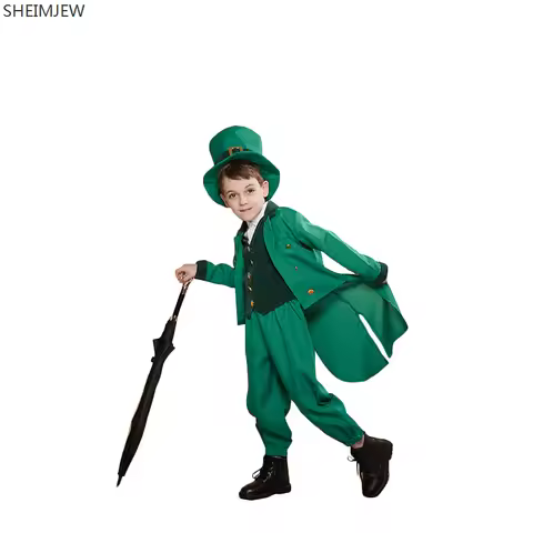 2024 Green Ireland St.Patrick Day Outfit Adult Carnival Costume Leprechaun Cosplay Kids Family Fancy