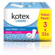 Kotex Daily Fresh Liner Unscented Regular 3 x 32s