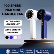 SG（Ready Stock)N68 Portable Handheld Fan, 100-speed adjustable, rechargeable mini turbo fan, 5000mAh