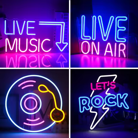 Live Music LED Neon Light Signs Party Bar Studio Atmosphere Light Glowing Signs Studio LED Light DJ