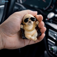 YOLO Car Pendant, Decoration Sunglasses Auto Interior Accessories, Trend Resin Delicate Bulldog Car 
