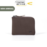 camel active Men Zip Pouch Wallet Leather Brushed Finished Dark Brown (WP7626DSR7#DBN)