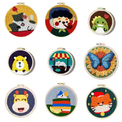 RUOPOTY Punch Needle Kit Diy Poking Cross Stitch Tools For Knitting Threader Tools Punch Needle Embr