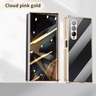เกราะกันกระแทกเคสกระจกสองด้านสำหรับ Samsung Galaxy Z Z Fold 3 Fold 4 5G เคสโลหะแม่เหล็กแบบตั้งได้สำห
