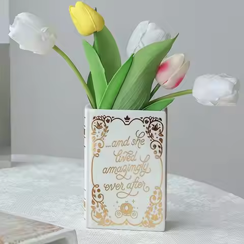 Book Shaped Decorative Vase Ceramic Book Vase Art Crafts Artistic Gift