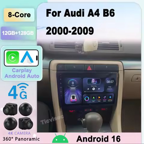 Car Radio Android 16 For Audi A4 B6 B7 S4 B7 B6 RS4 SEAT Exeo 2008-2012 Multimedia Video Player Navi
