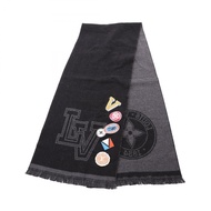 【二手】路易威登LOUIS VUITTON圍巾 Echarpe College LV League M70621 黑色羊毛圍巾 Echarpe College 男士二手 A