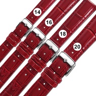 Watchband/14.16.18.20mm/Universal For All Brands Delicate Soft Embossed Genuine Leather Strap Red 60