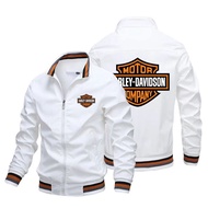 Harley LOGO Jacket Spring Autumn Men's Daily Motorcycle Threaded Cuff Casual Sports Pocket Zipper D4