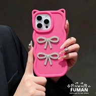 Luxury Shiny Diamond Bow 3D Waves Phone Case For Vivo Y04 Y04S Y03 Y03T Y02 Y02A Y01 Y20 Y20S Y20A Y