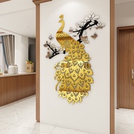 【DAORUI】Peacock decorative wall sticker 3D wallpaper self-adhesive mirror acrylic wall sticker wall decoration in living room and dining room