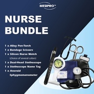 MEDPRO™ Nurse Bundle: Alloy PenTorch + Nurse Brooch Watch + Bandage Scissors with Clip Holder + Stet