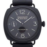 二手沛納海 Radiomir Black Seal PAM00292 手動上鍊腕錶，不鏽鋼/橡膠錶帶，黑色錶盤，0194。沛納海男士腕錶。